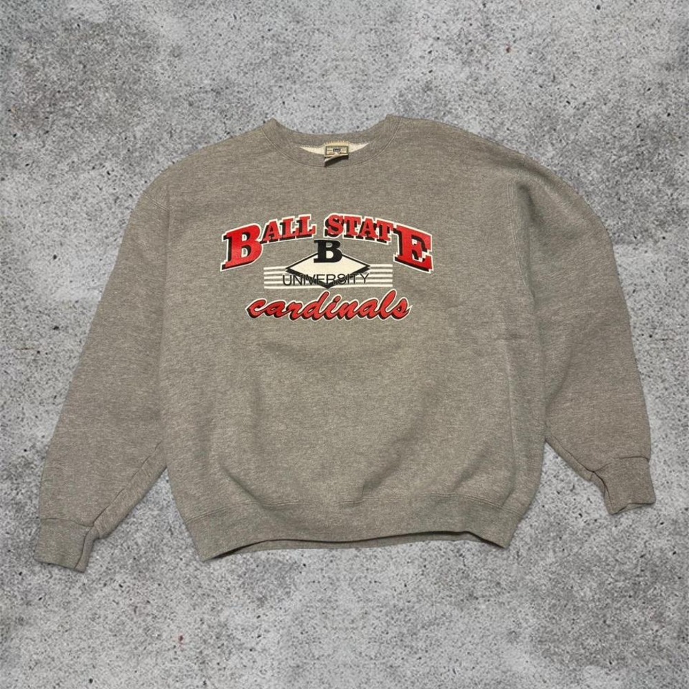 Ball State University Cardinals Lee Ultraweight Crewneck College Size Large